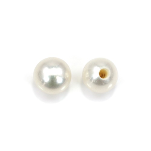 Perles de culture d'eau douce, semi-percée, blanche, ronde, 3mm x 2pcs