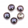 Half-drilled bluish flattened round freshwater pearls 8-8.5mm x 2pcs