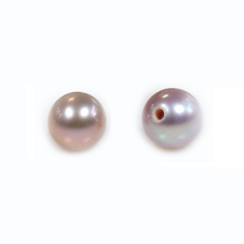 Perla cultivada de agua dulce, semiperforada, púrpura, redonda, 4.5-5mm x 1pc