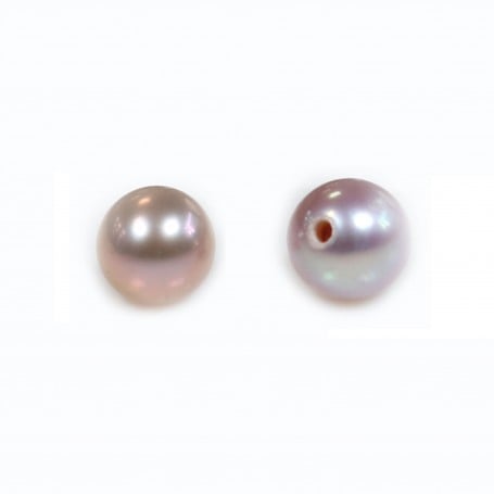 Perle de culture d'eau douce, semi-percée, mauve, ronde, 4.5-5mm x 1pc