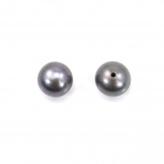 Perle de culture d'eau douce, semi-percée, grise, ronde, 6.5-7mm x 1pc