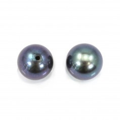 Dark blue half-drilled round freshwater cultured pearl 5-5.5mm x 1pc
