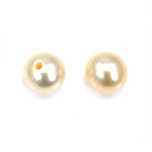 Half-drilled round salmon freshwater cultured pearl 4-4.5mm x 2pcs