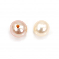 Salmon half-drilled round freshwater cultured pearl 5-5.5mm x 1pc