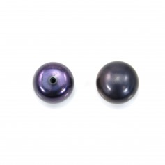 Perle di coltura d'acqua dolce, semiperforate, blu scuro, a bottone, 9-10 mm x 4 pz