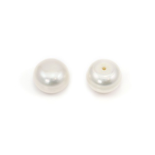 White half-drilled flattened round freshwater pearl 7.5-8mm x 24pcs