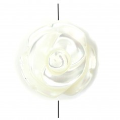 Rosa branca mãe de pérola em forma de rosa 12mm x 1pc