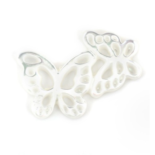 Casal de borboletas 13x18mm x 1pc Mãe de borboleta branca pérola