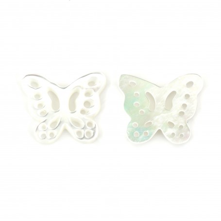 White mother-of-pearl butterfly with openwork 9.5x11.5mm x 1pc