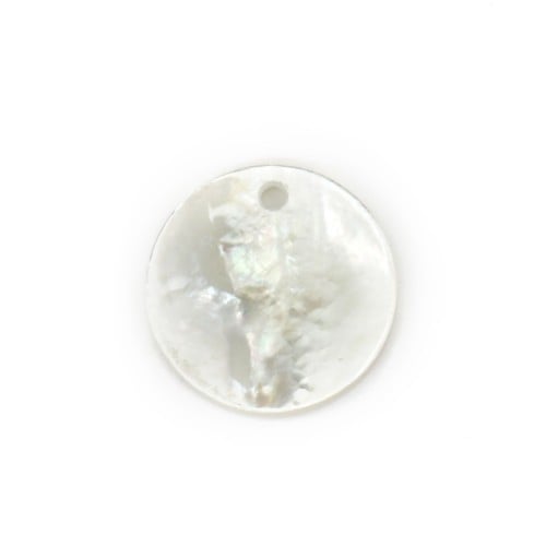 White mother-of-pearl flat round 10mm x 2pcs