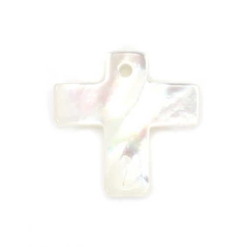 White mother-of-pearl cross 11x11mm x 1pc