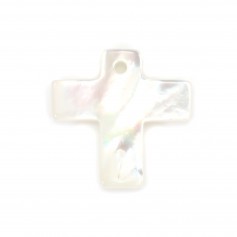 Weißes Perlmutt in Form eines Kreuzes 11x11mm x 1pc