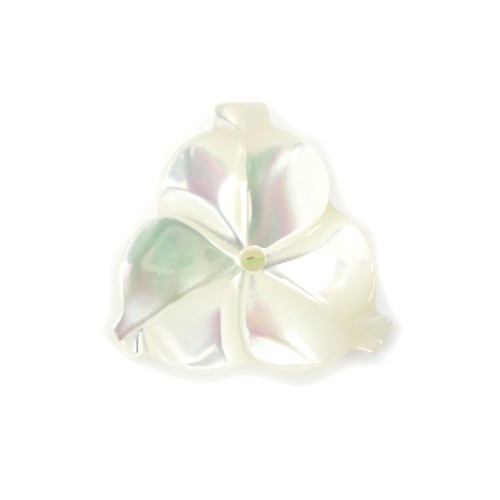 White mother-of-pearl 3 petal flower 12mm x 1pc
