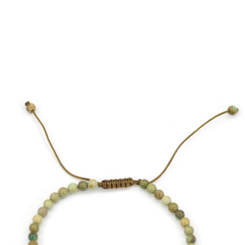 Bracelet Turquoise naturelle rond 4mm - Réglable macramé x 1pc