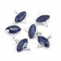 Charm Gemstone dyed sapphire eye color faceted set silver 925 10x12mm x 1pc