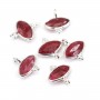 Charm Gemstone dyed ruby eye color faceted set silver 925 10x12mm x 1pc