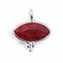 Charm Gemstone dyed ruby eye color faceted set silver 925 10x12mm x 1pc