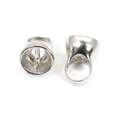 Crimp End half sphere with silver clip 925 rhodium plated 6x8mm x 2pcs