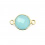 Faceted round chalcedony set in gold-plated silver 2 rings 11mm x 1pc