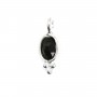 Black Onyx Charm Oval Facettiert Eingefasst 925 Silber 4x11mm x 1Stk