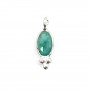 Charm Gemstone dyed emerald color faceted oval set in 925 silver 4x11mm x 1pc