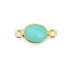 Oval faceted Amazonite on silver gilt 7x15mm x1pc