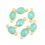 Oval faceted Amazonite on silver gilt 7x15mm x1pc
