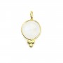 Charm Gemstone round faceted moon set in silver 925 gold 7x13mm x 1pc