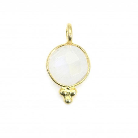 Charm Gemstone round faceted moon set in silver 925 gold 7x13mm x 1pc
