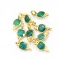 Green Agate square faceted charm set in silver 925 gold plated 5*11mm x 1pc