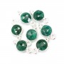 Smaragdfarben gefärbter Stein Charm runde facettierte Fassung 925 Silber 7x13mm x 1St