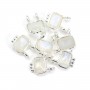 Charm Gemstone of Moon rectangle set in 925 silver - 2 rings - 8x10mm x 1pc