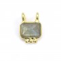 Charm in labradorite rettangolare in argento dorato 925 - 2 anelli - 8x10 mm x 1 pezzo