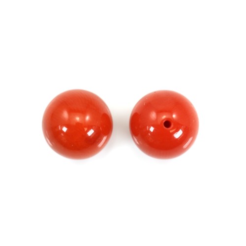 Natural Red Coral Round half drilled 9.5-10mm x 1pc