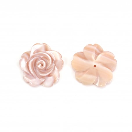 Pink half-drilled mother-of-pearl flower 20mm x 1pc