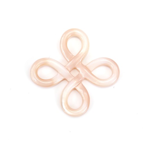 Pink mother-of-pearl chinese knot 20mm x 1pc