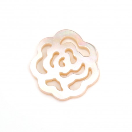 Pink mother-of-pearl flower with openwork 14mm x 1pc 