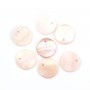 Pink round & flat mother-of-pearl 8mm x 2pcs