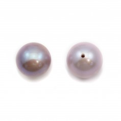 Perla coltivata d'acqua dolce, semi-perforata, viola, rotonda, 9,5-10 mm x 1 pz