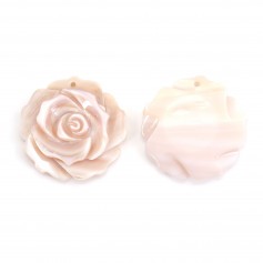 Mother of pearl rose shape 22mm x 1pc