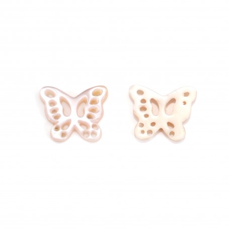 Pink mother-of-pearl butterfly with openwork 9.5x11.5mm x 1pc