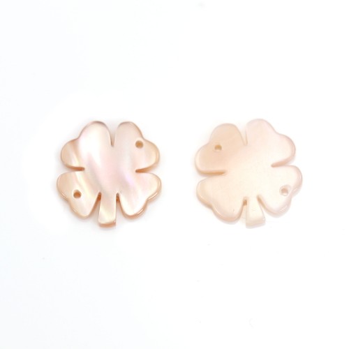Pink mother-of-pearl four-leaf clover 13mm x 1pc