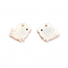 Pink mother of pearl bird shape 9x9mm x 1pc