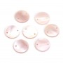 Pink, round & flat mother-of-pearl 12mm x 2pcs