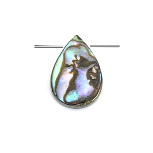 Abalone mother-of-pearl flat drop beads 10x14mm x 4 pcs