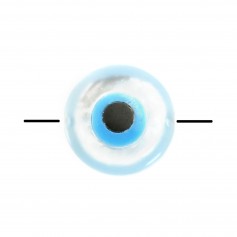 Nazar boncuk branco redondo em madrepérola (olho azul) 5mm x 2pcs