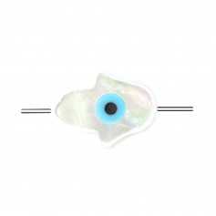 Mano de nácar blanco Nazar boncuk (ojo azul) 8x10mm x 2pcs