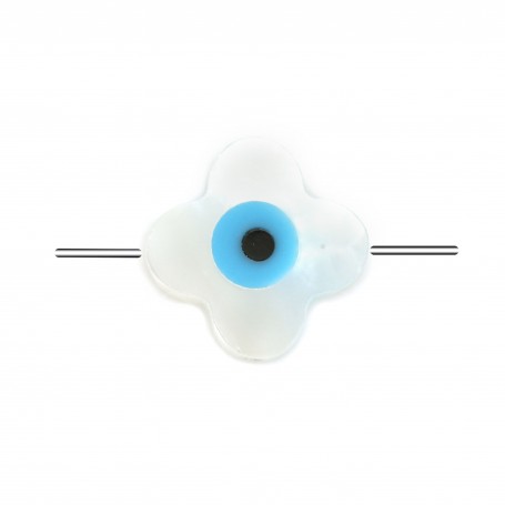 Nacre blanche en forme de fleur avec oeil central 8mm x 2pcs