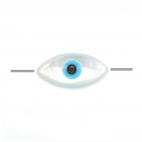 Nazar (blue eye) made of white mother-of-pearl 5x10mm x 1pc