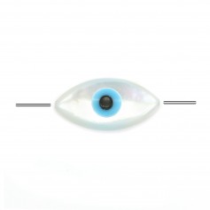 Nacre blanche en forme d'oeil allongé 5x10 mm x 2pcs